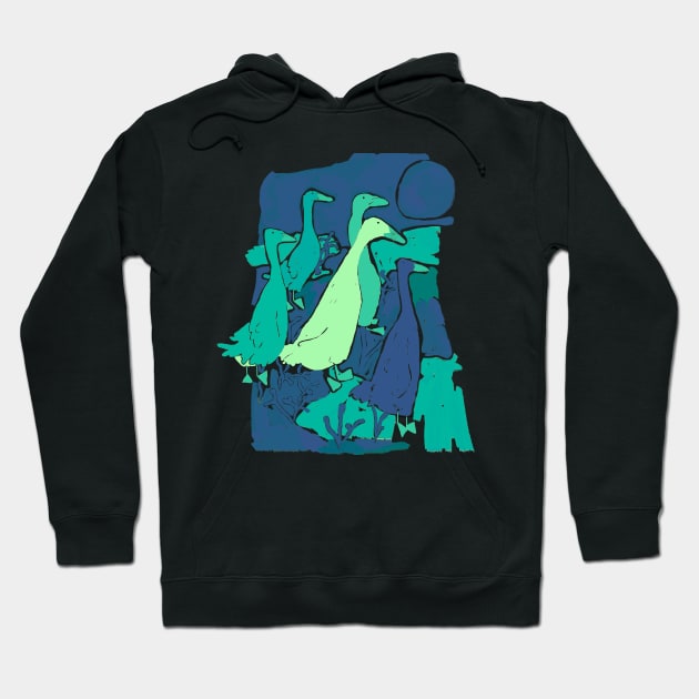 Ducks print in Blue Hoodie by flywithsparrows